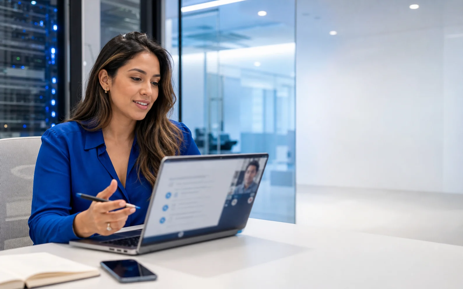 Female customer-success engineer guiding a reseller through hosting account migration and validation