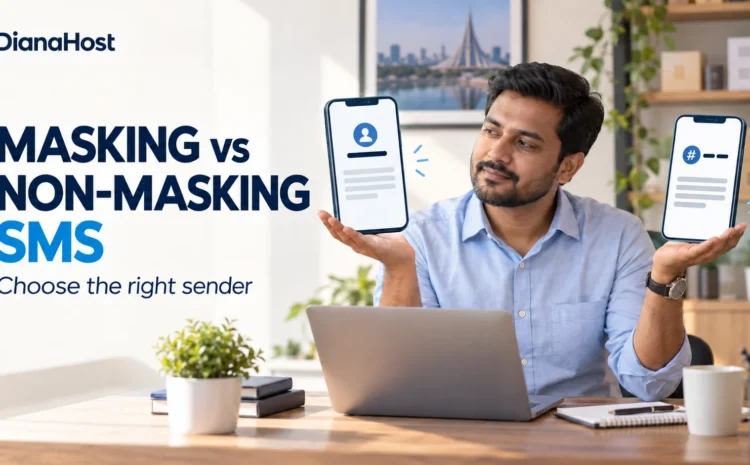 AI illustration of a Bangladeshi business owner comparing brand-name and numeric SMS sender options.